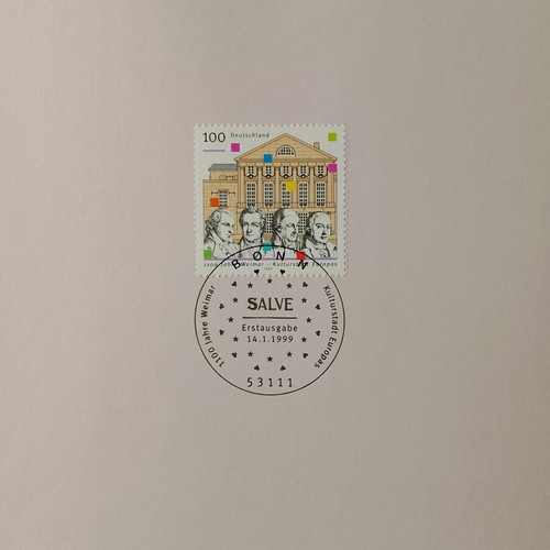 German 1999 postage stamps with Bonn first day cover