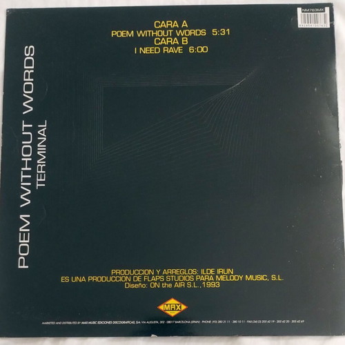 Terminal Poem Without Words vinyl used, electronic