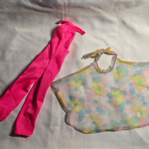 Barbie Hot Pink Halter Jumpsuit & Wrap μεταχειρισμένο, σετάκι 1977