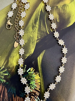 Riviera necklace new, gold tone with star zirconia