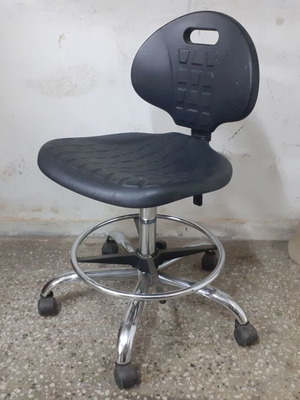 Laboratory stool used with adjustable seat and backrest