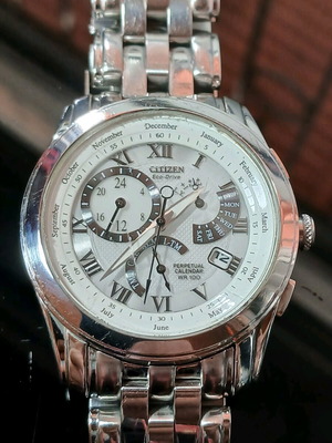Citizen Eco-Drive Perpetual Calendar λευκό καντράν ανδρικό ρολόι μεταχειρισμένο