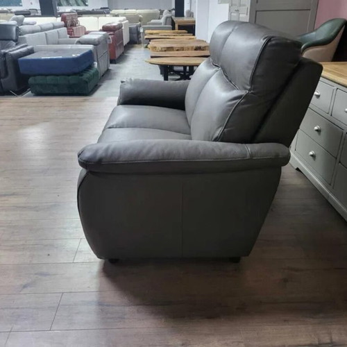 Gray leather two-seater sofa new, 100% genuine leather