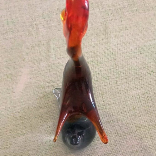 Χειροποίητη πάπια Murano Art Glass με σημάδι Pontil, στυλ Amberina
