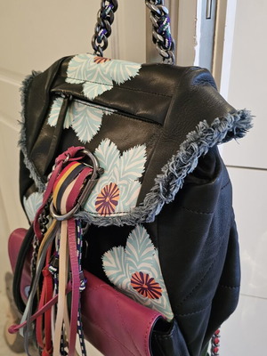 Diesel backpack used, black and multicolor