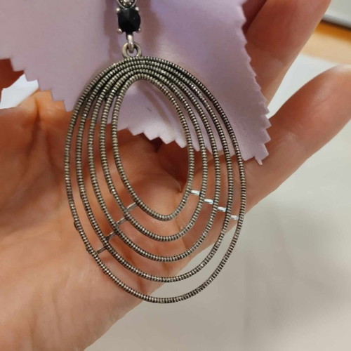 Vintage style oval earrings silver antique color new