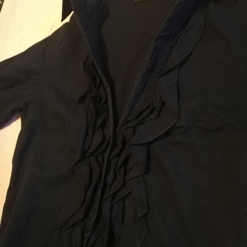 Shirt with ruffle design black, used, size M