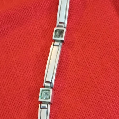 Silver bracelet 925 with zircon, used, 18.4cm, safety clasp