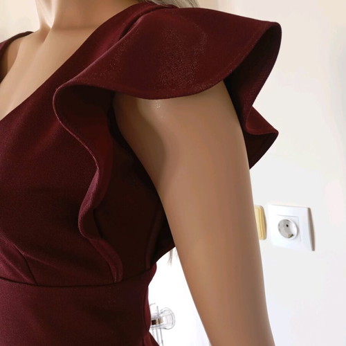 Φόρεμα κοντό καινούργιο, burgundy, one size, ελληνικής βιοτεχνίας