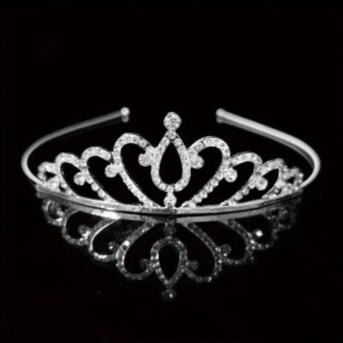 Bridal crown with crystal rhinestones silver, unused