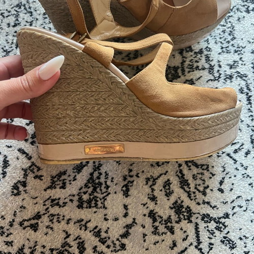 Creazioni women's platform sandals size 37 used, brown, back tie