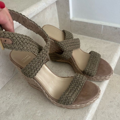 Stuart Weitzman Πέδιλα Πλατφόρμες Khaki Crochet Alex με δέσιμο στον αστράγαλο σαν καινούργιο