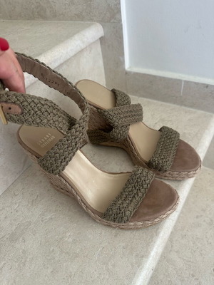 Stuart Weitzman Πέδιλα Πλατφόρμες Khaki Crochet Alex με δέσιμο στον αστράγαλο σαν καινούργιο