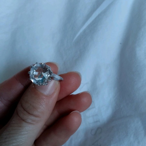 Vintage ring with transparent stone new, silver