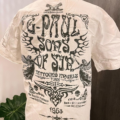 G-Paul Vintage Short Sleeve Sons of Sin Shirt like new, black and white