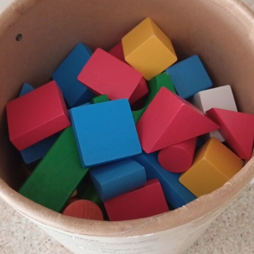Wooden building blocks used, city theme, 50 pieces with animal toys