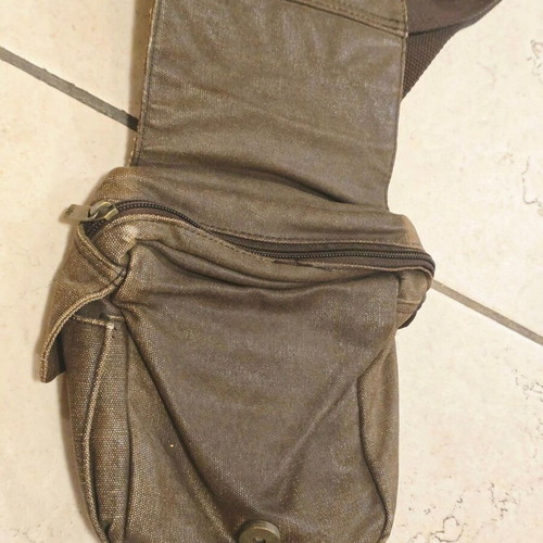Men's canvas vintage messenger bag, beige brown