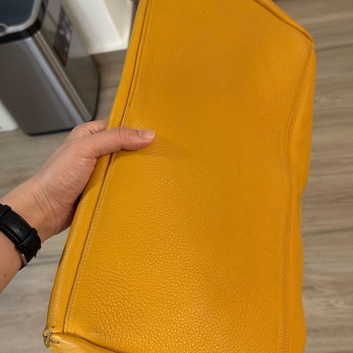 Callista grained leather tote large size used, yellow
