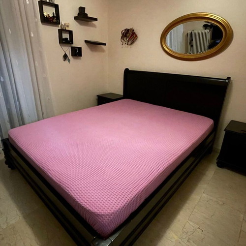 Double bed with nightstands like new, cherry wood