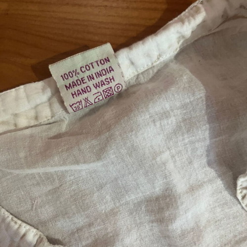 Kaftan shirt XXL used, 100% cotton with beige soft patterns, belt