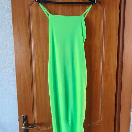 Neon green sheath dress like new with strap