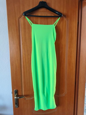 Neon green sheath dress like new with strap