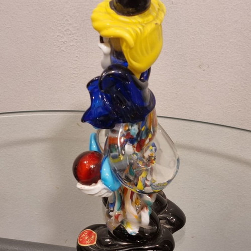 Vintage Italian Murano Glass Large Figure Clown Holding Ball