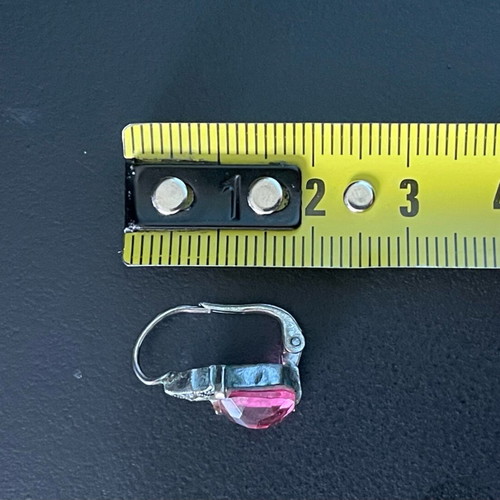 Earrings used 100 years old with pink stone and original box