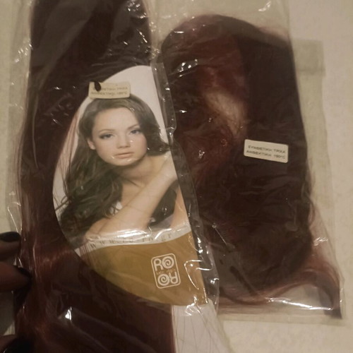 Synthetic hair extensions new red and brown with clips