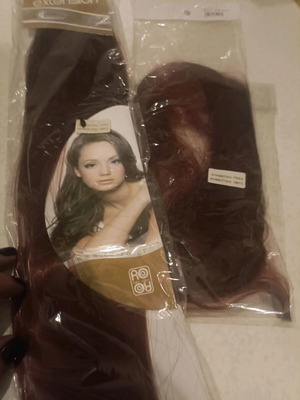 Synthetic hair extensions new red and brown with clips
