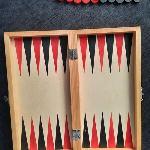 Wooden Backgammon and Checkers Set Travel Edition like new