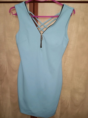 Blue fitted mini dress small new
