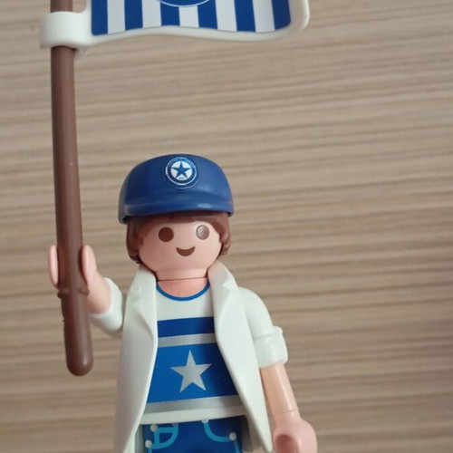 Playmobil Atromitos football fan figure with flag and cap