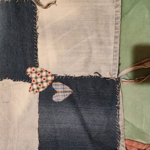 Denim pillowcase refurbished, square for sofa