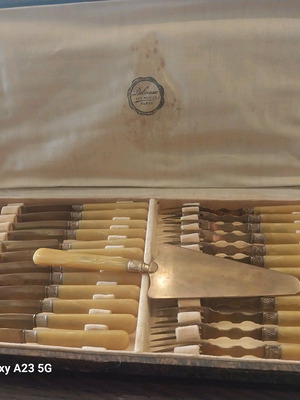 Delvaux Paris fish cutlery set used 24 pcs with spatula