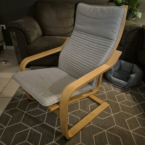 IKEA POÄNG armchair with footstool used