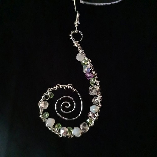 Spiral earrings with crystals and 925 silver made to order