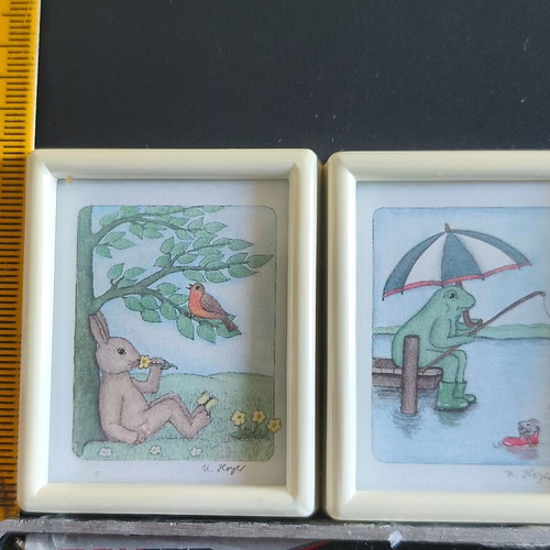 Miniature Drawings set of 3 used with plastic frames