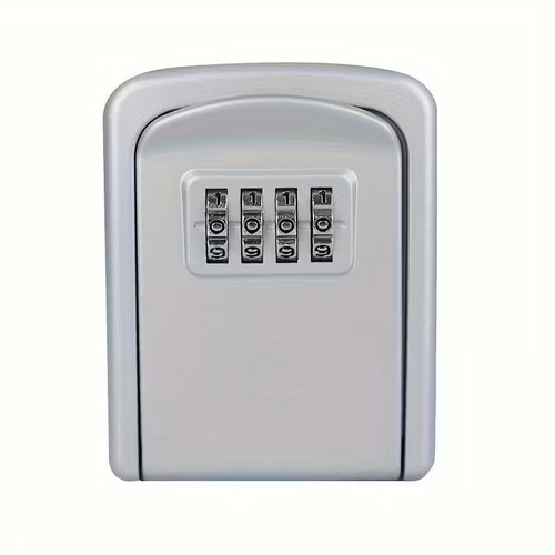 Aluminum wall key safe new, silver with 4-digit code