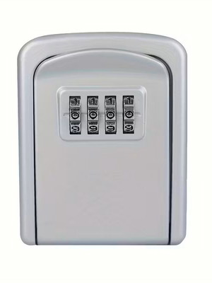 Aluminum wall key safe new, silver with 4-digit code