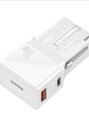 Φορτιστής ταξιδίου 18W με βύσματα US/EU/UK/AU/CN και διπλή θύρα Type-C και USB καινούργιο