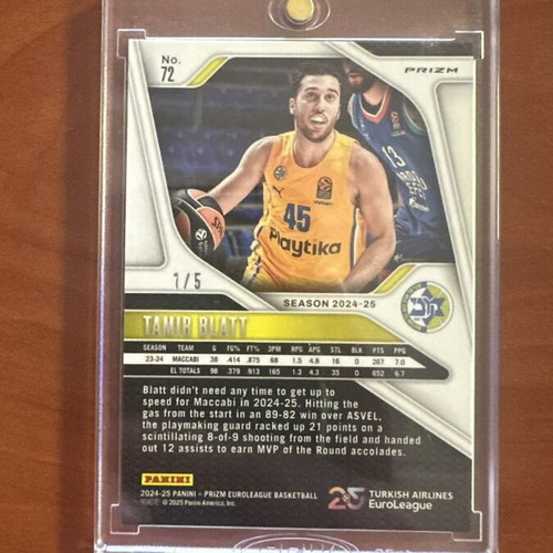 Panini Euroleague Prizm Tamir Blatt /5 basketball card