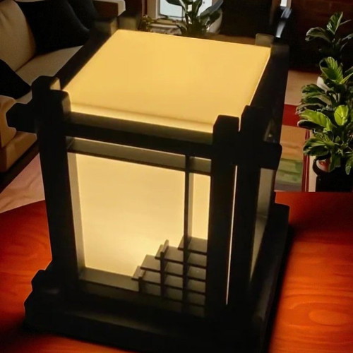 3D Printed Mini Table Lamp Japanese Style with Architectural Design