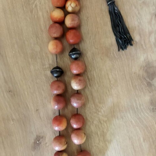 Silver Komboloi with 23 authentic apple coral beads, like new