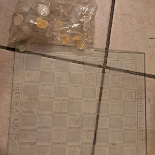 Johny Walker glass chessboard used collectible with glass pieces