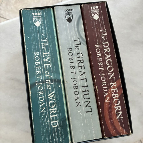 The Wheel of Time books used, first six by Robert Jordan, English
