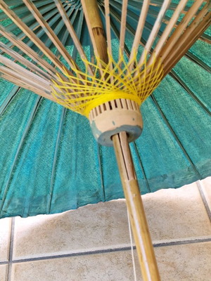 Chinese handmade umbrella like new, petrol and black colors
