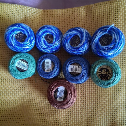 DMC thread spools new, set of 9 assorted colors