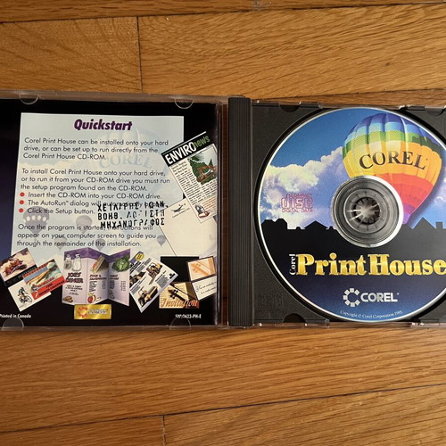Corel Print House vintage graphic software 1995, complete in box