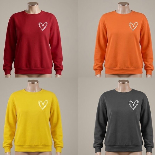 Women's sweatshirts with heart design, pack of 4, multicolor